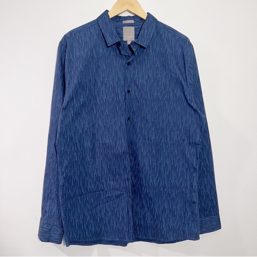 Stitch Fix A-Frame Blue Stretch Slim Stockholm Poplin Button Down Shirt‎ Large